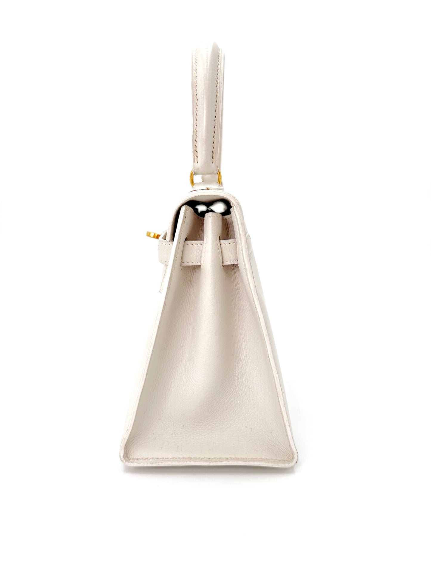 Fumiko, Vintage Authentic Hermes ⭕O 1985 kelly 20 white courchevel with strap