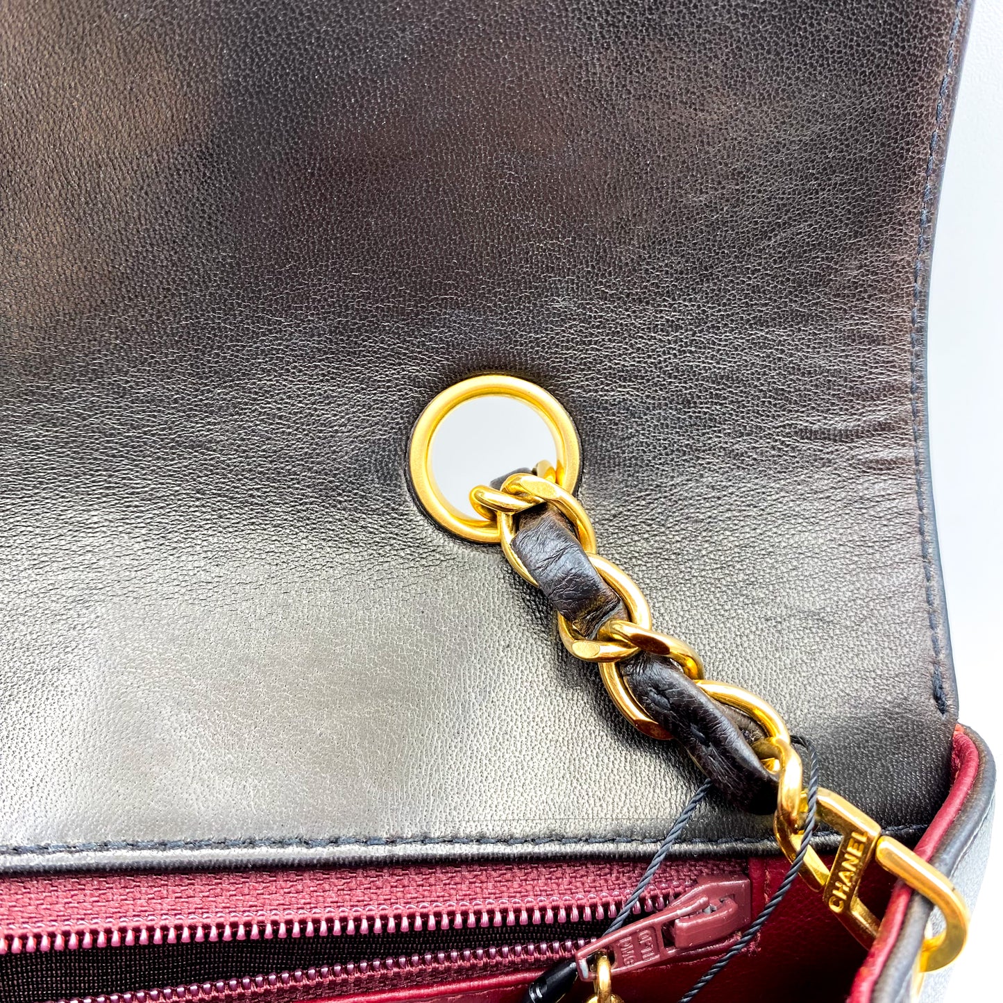 Theodoro, Vintage Authentic Chanel 2 series small black lambskin diana with seal and card