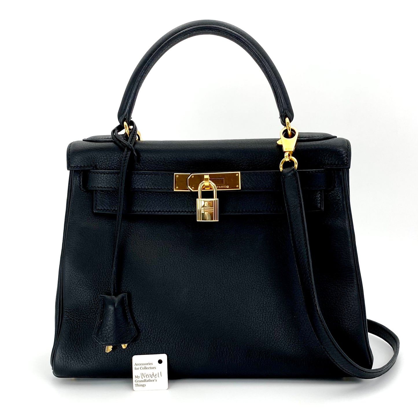 Wendell, 1998 K28 in black evercolor leather GHW retourne with stamp with strap, key, lock and clochette