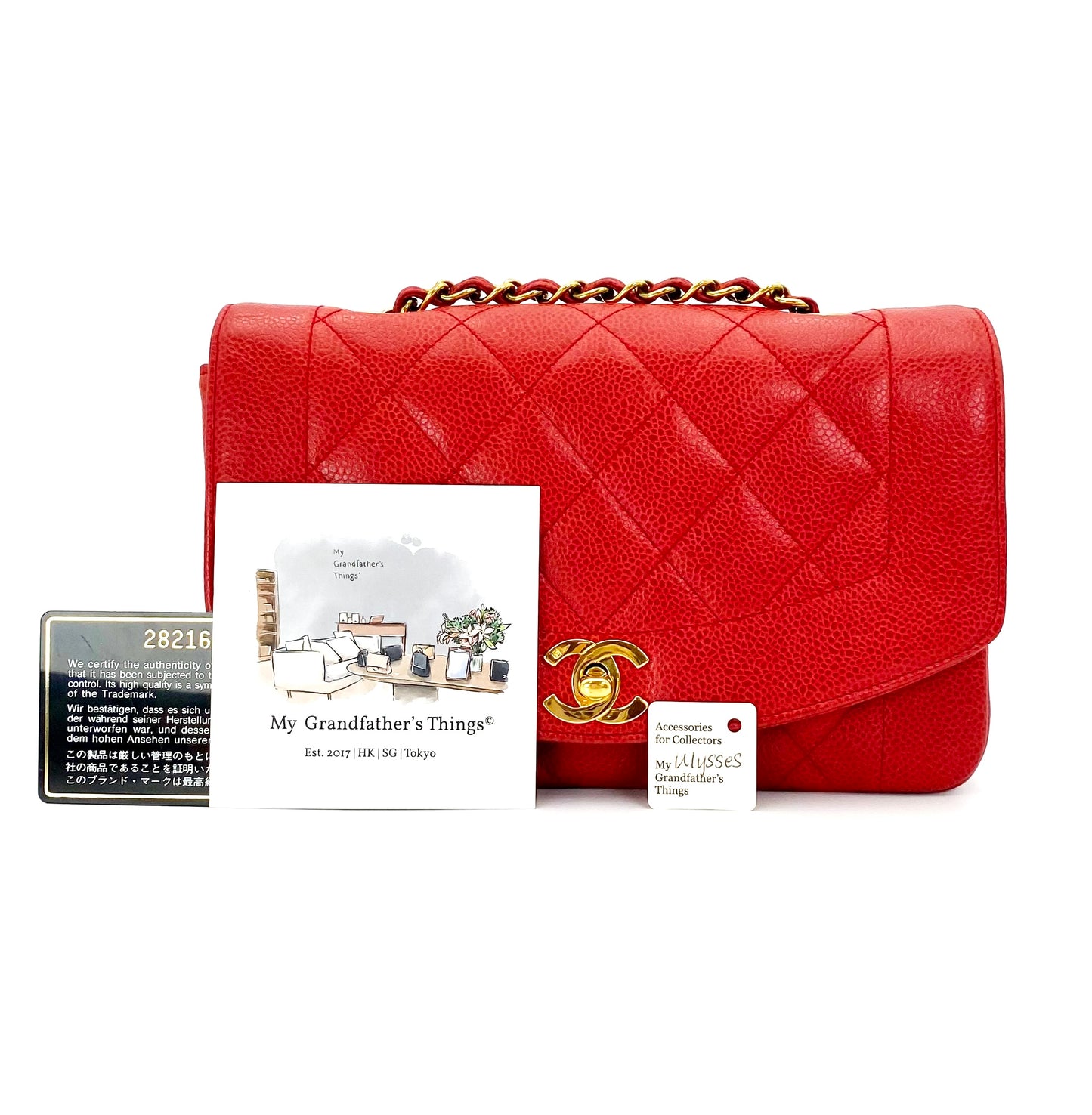 Ulysses, 2 series small red caviar Diana with sticker and card