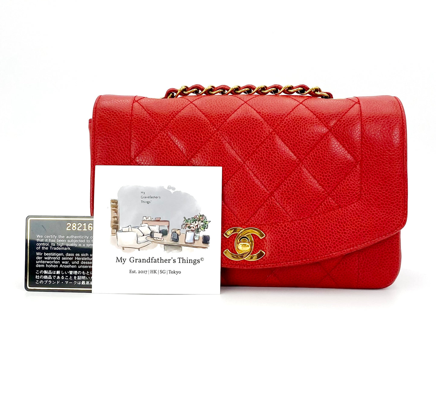 Ulysses, 2 series small red caviar Diana with sticker and card