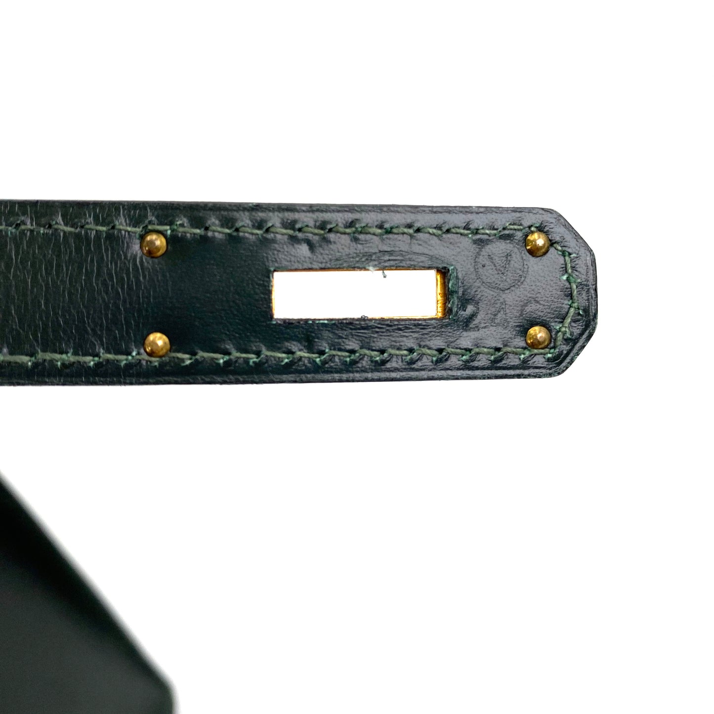 Clea, 1992 Kelly 32 Sellier Vert Box Gold Hardware with stamp OV