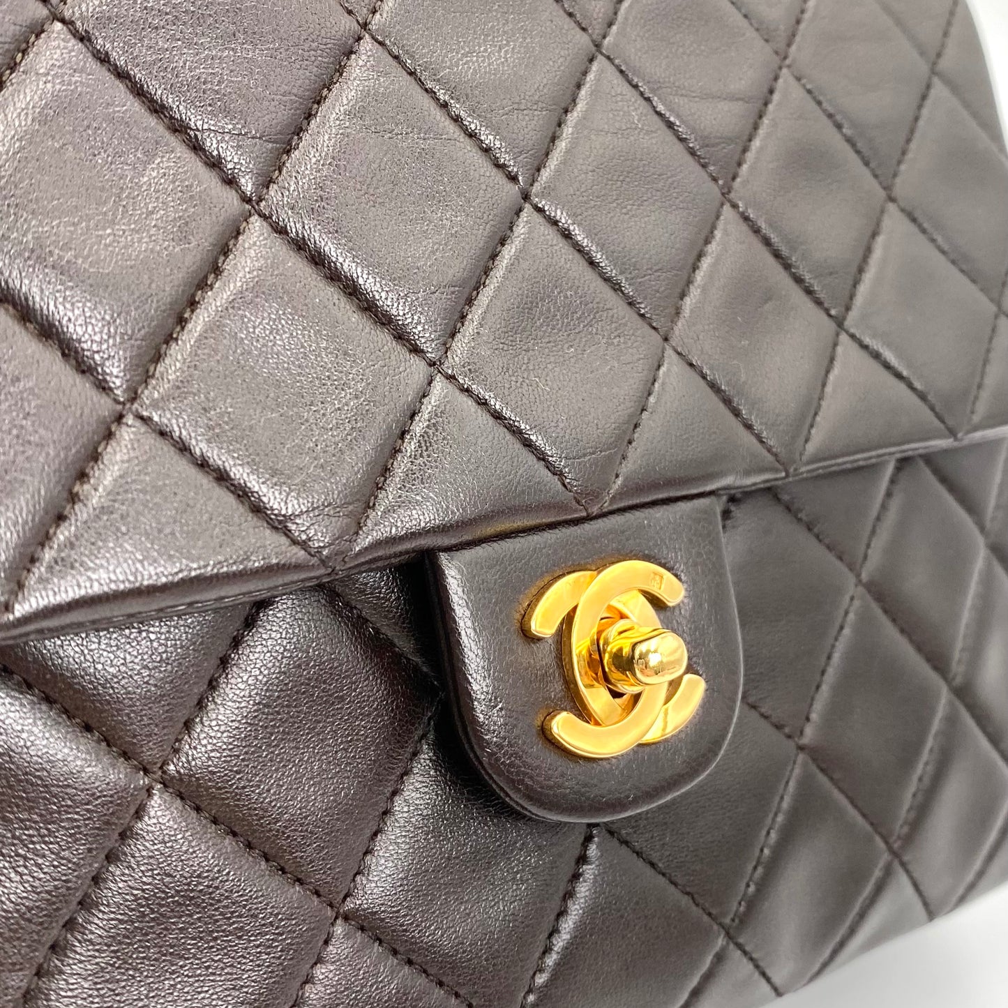 Wayman, 2 series 20cm dark chocolate brown lambskin mini with sticker and card
