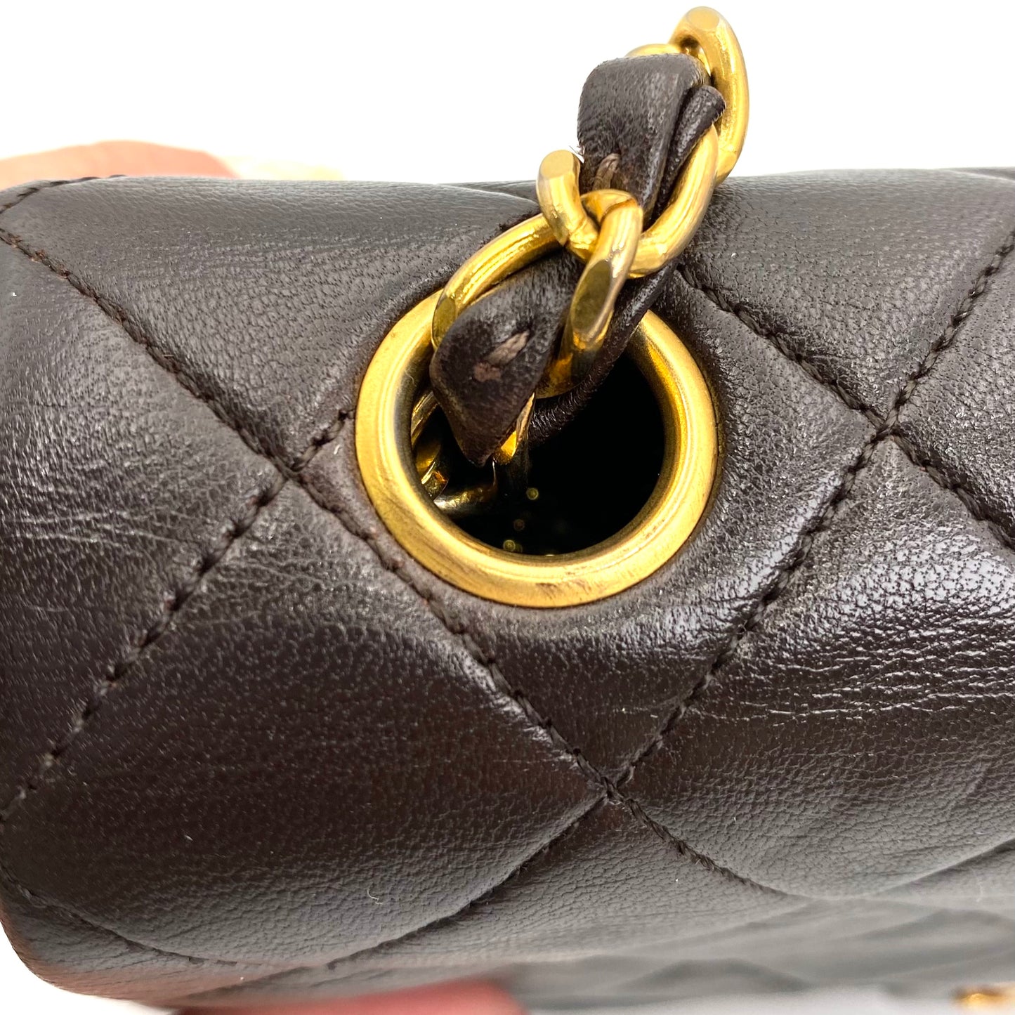 Wayman, 2 series 20cm dark chocolate brown lambskin mini with sticker and card