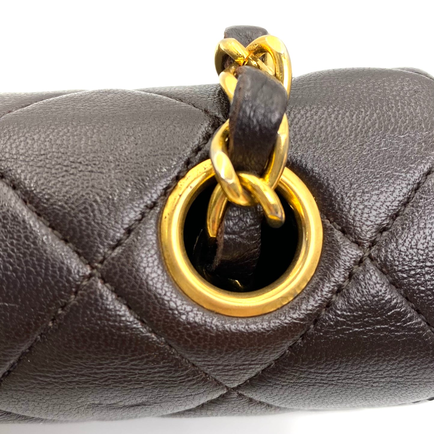 Wayman, 2 series 20cm dark chocolate brown lambskin mini with sticker and card