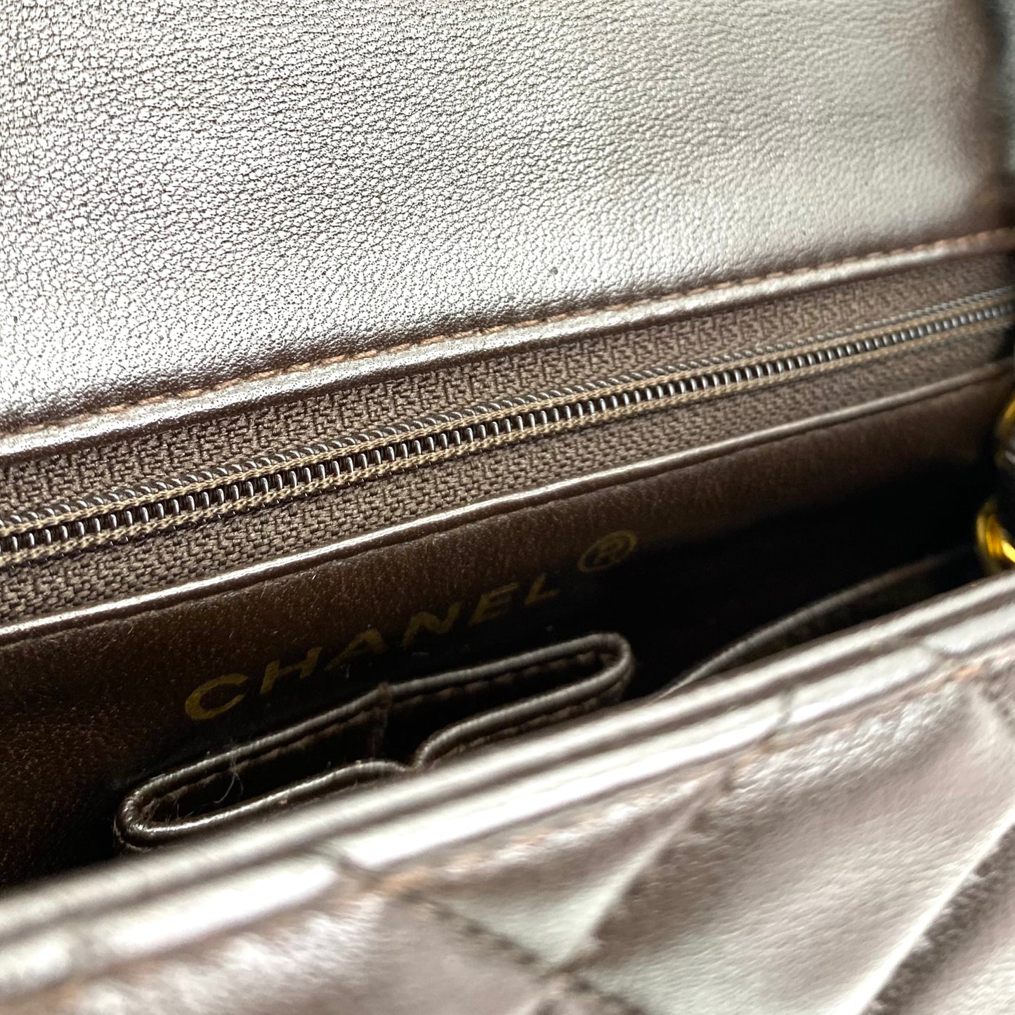 Wayman, 2 series 20cm dark chocolate brown lambskin mini with sticker and card