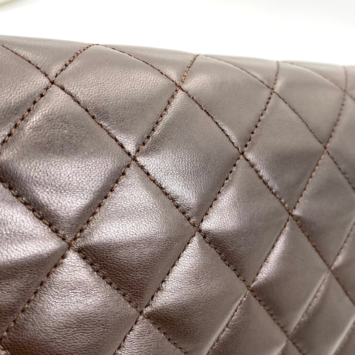 Bijou, Vintage Chanel 1 series Full Flap Chain Brown Lambskin with card and seal
