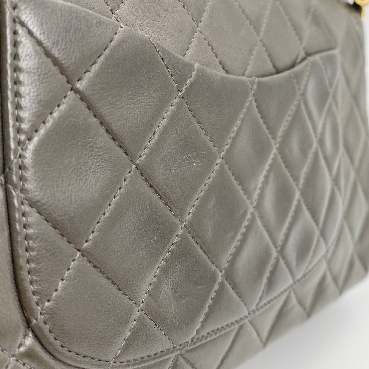 Salem, Vintage Authentic Chanel 3 series medium classic flap gray classic flap with seal and card