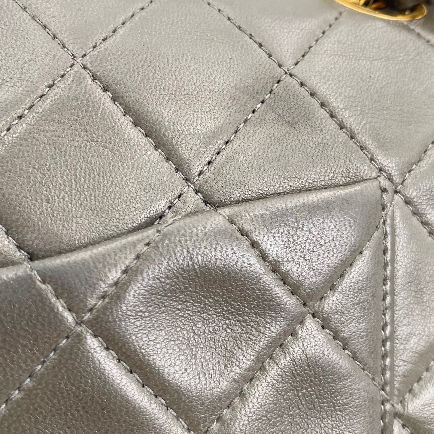 Salem, Vintage Authentic Chanel 3 series medium classic flap gray classic flap with seal and card