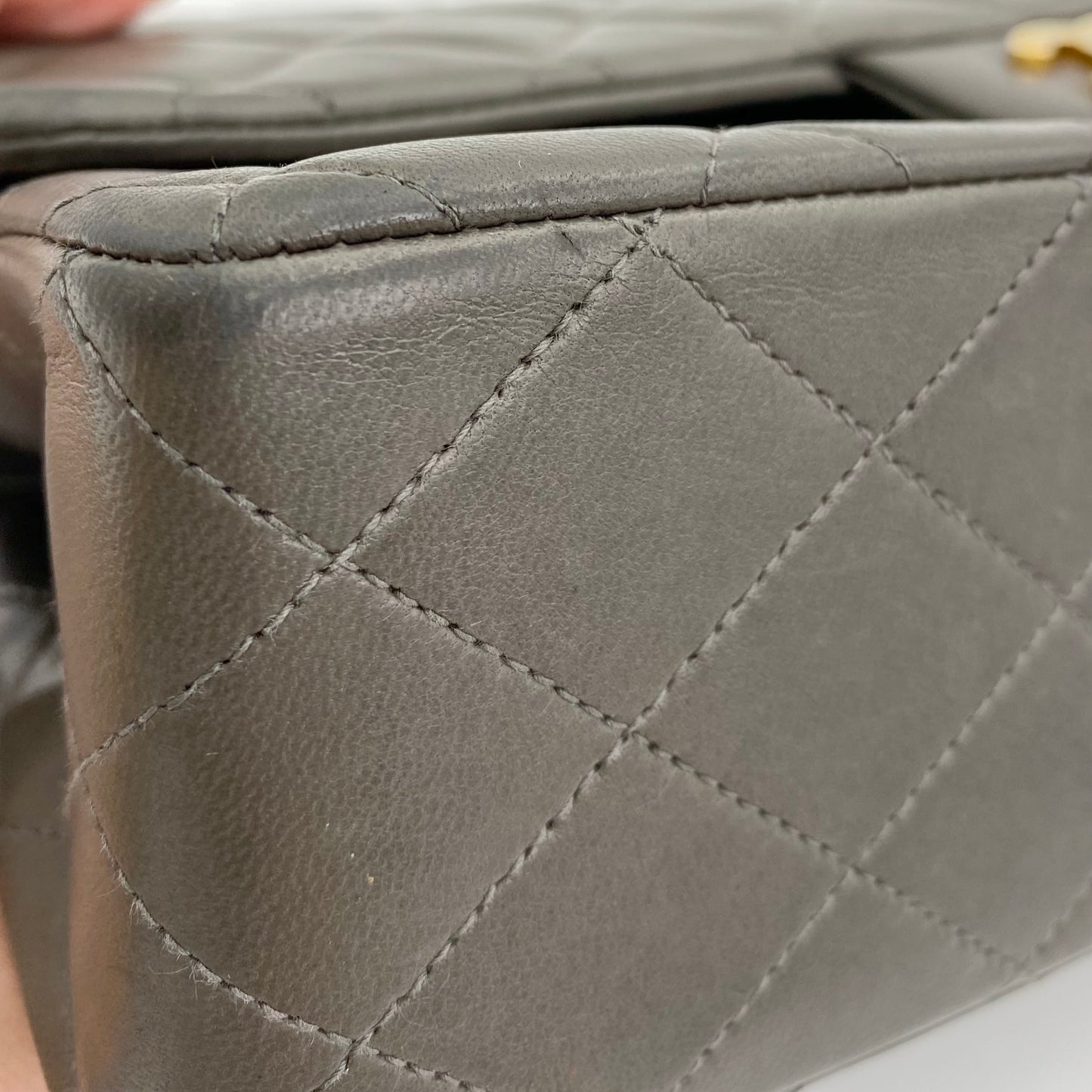 Salem, Vintage Authentic Chanel 3 series medium classic flap gray classic flap with seal and card