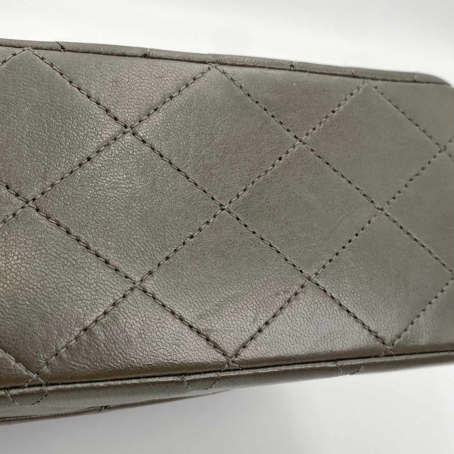 Salem, Vintage Authentic Chanel 3 series medium classic flap gray classic flap with seal and card