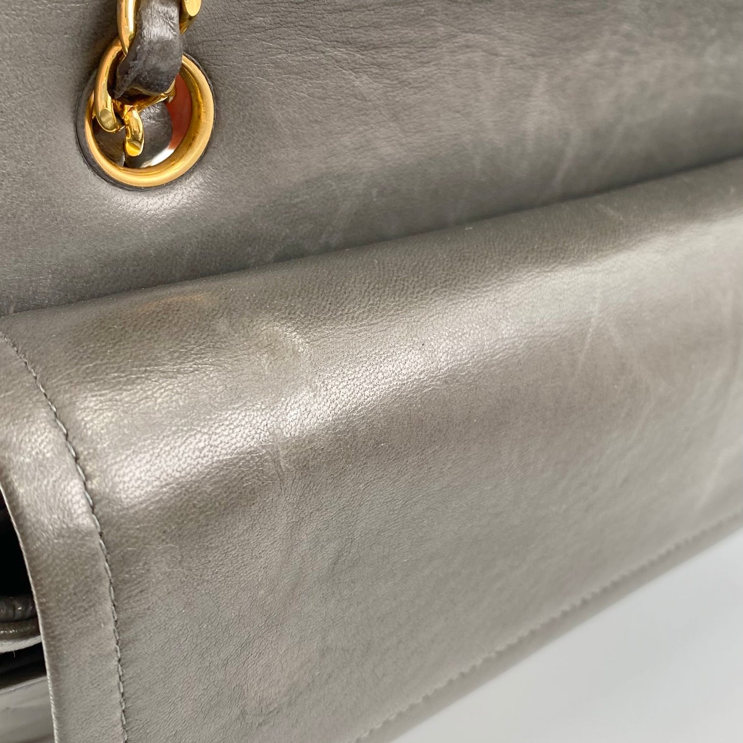 Salem, Vintage Authentic Chanel 3 series medium classic flap gray classic flap with seal and card
