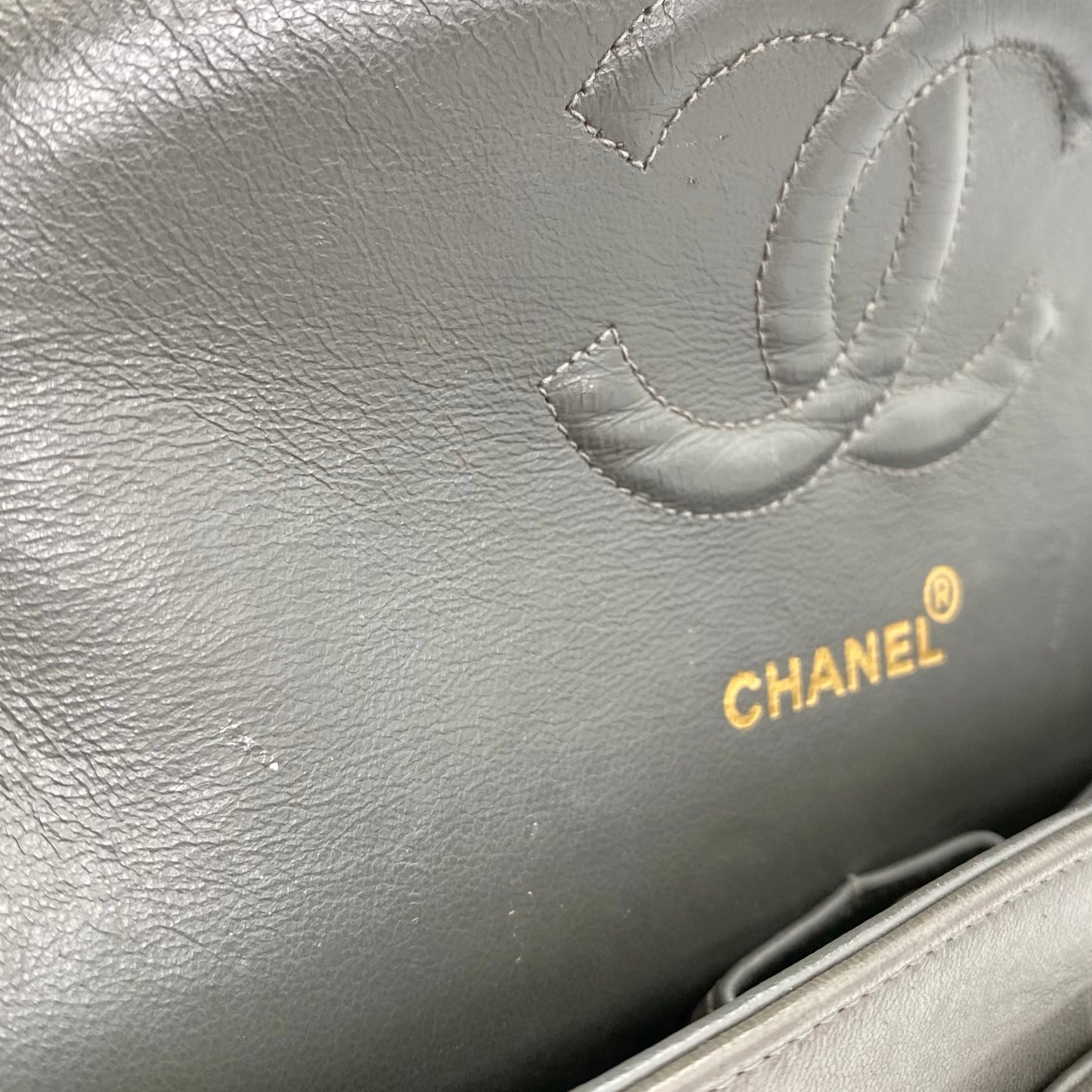 Salem, Vintage Authentic Chanel 3 series medium classic flap gray classic flap with seal and card