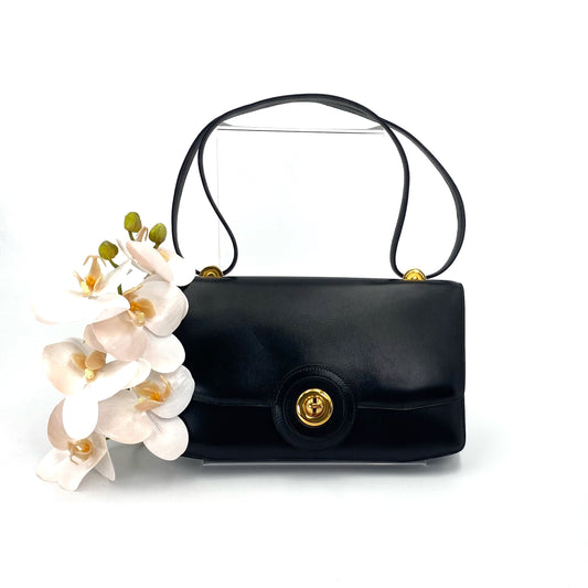 Gala, 1977 box calf black leather GHW with stamp 〇G
