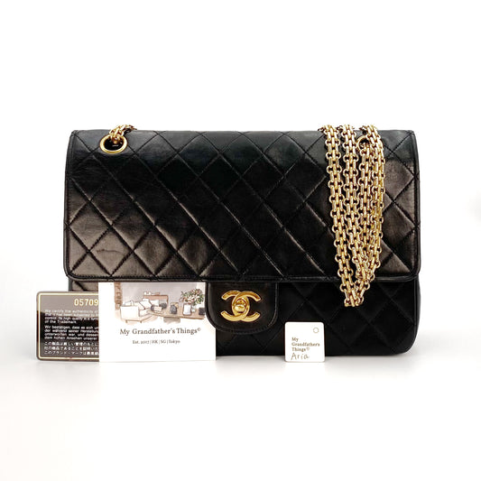 Aria, 0 series Vintage Flap with Reissue Chains Black Lambskin with seal and card