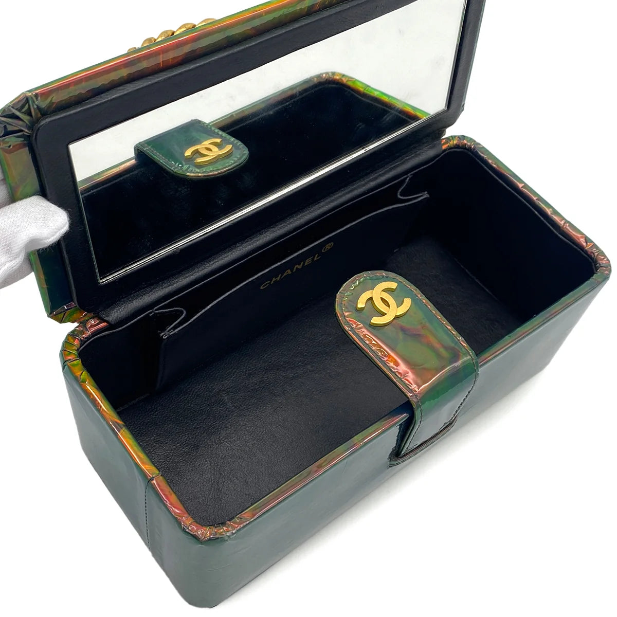 Avelia, 3 Series Coin Pattern Green Enamel Gold Hardware with seal and card