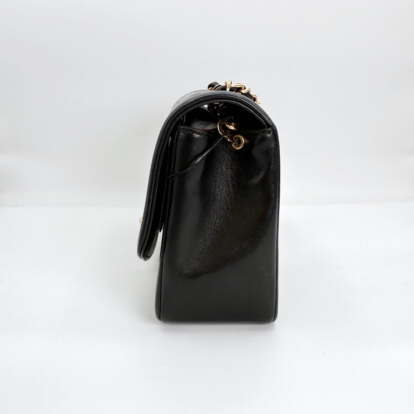 Serene, Vintage Authentic Chanel 4 series small black lambskin diana with seal and card