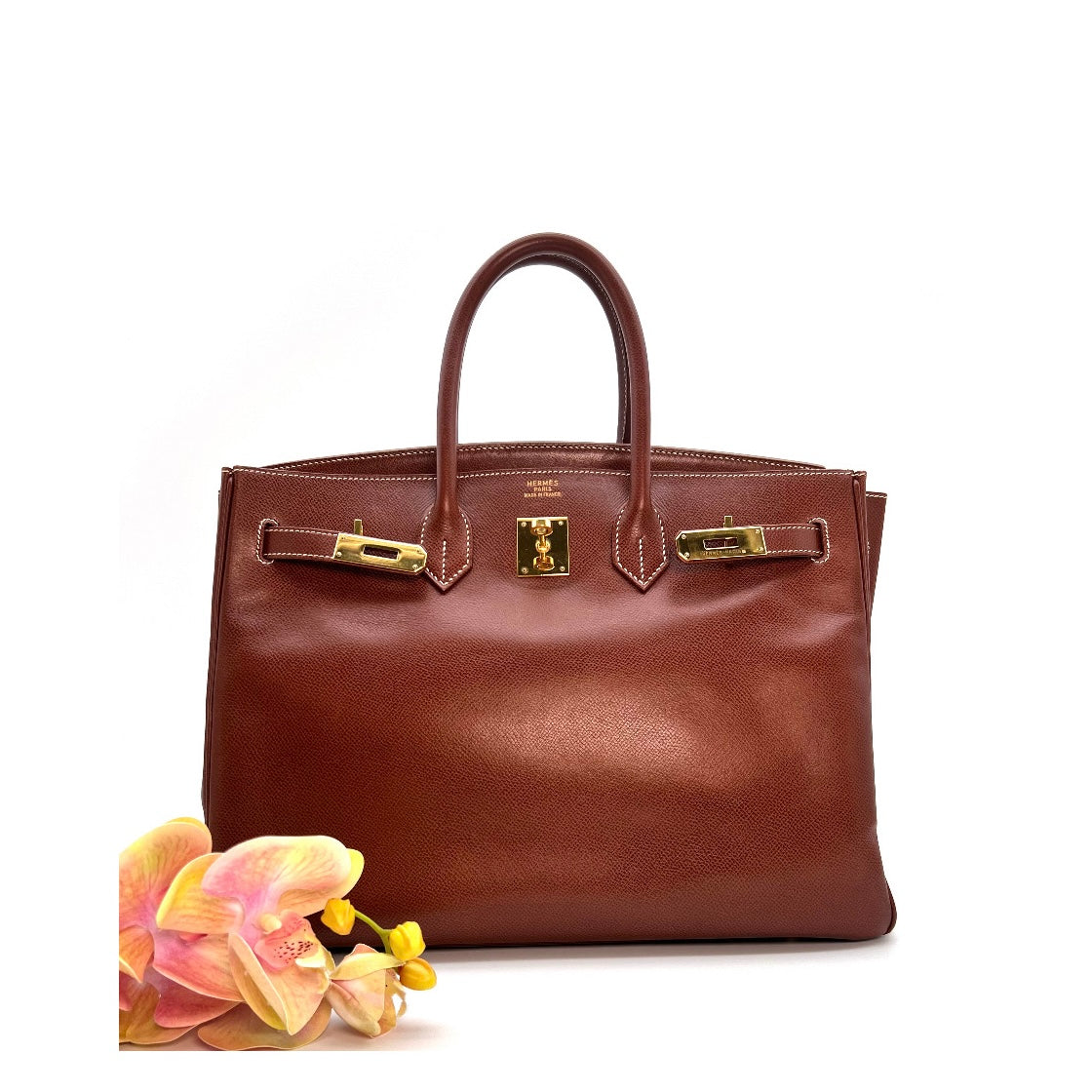 Marlo, 2000 Noisette Lisse Birkin 35 Gold Hardware with stamp □D