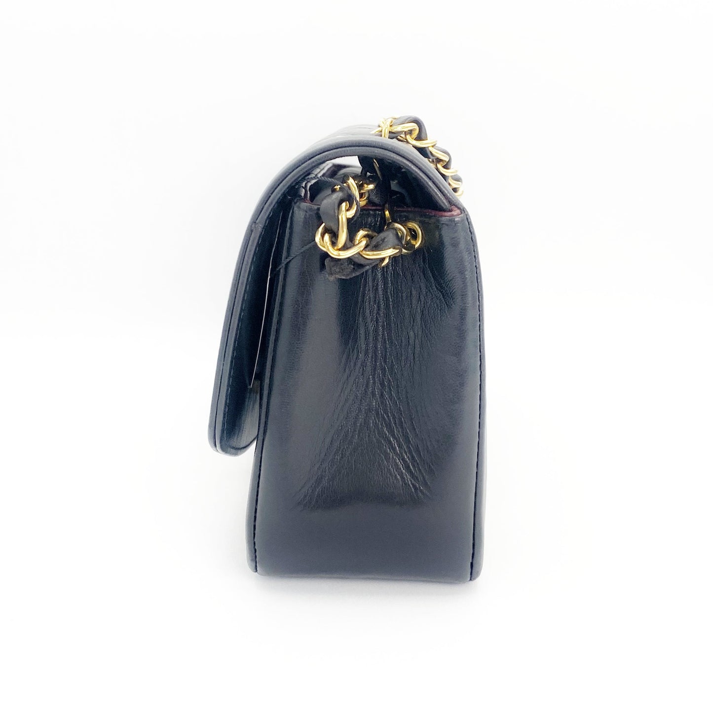 Paul Sr, Vintage Authentic Chanel 2 series small black lambskin diana with seal and card