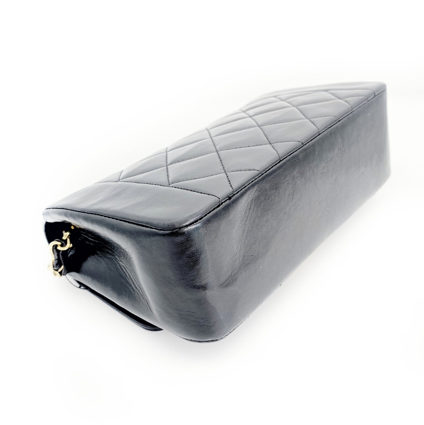 Paul Sr, Vintage Authentic Chanel 2 series small black lambskin diana with seal and card