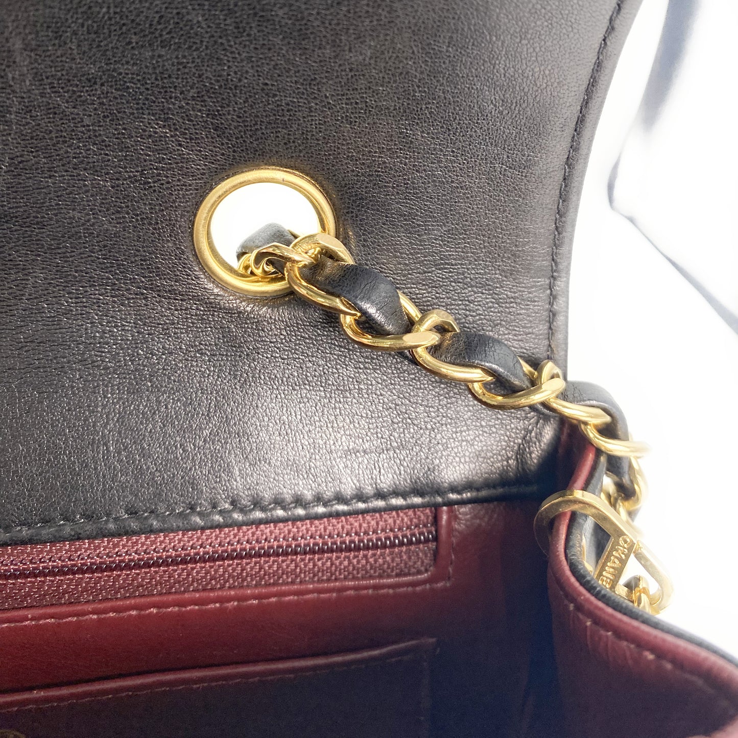 Paul Sr, Vintage Authentic Chanel 2 series small black lambskin diana with seal and card