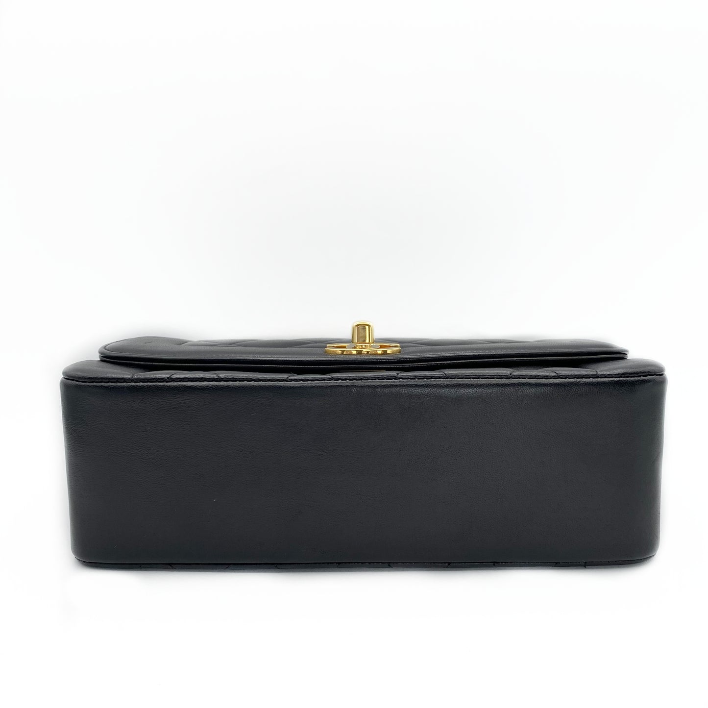 Henrik, Vintage Authentic Chanel 3 series small black lambskin diana with seal only