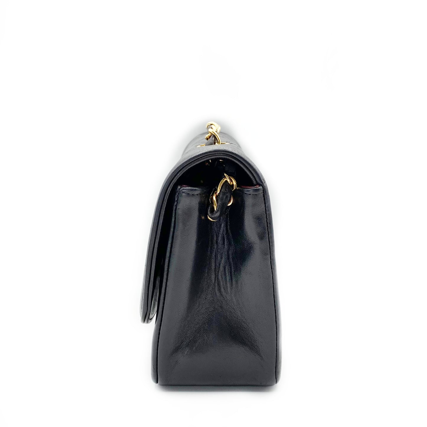 Henrik, Vintage Authentic Chanel 3 series small black lambskin diana with seal only