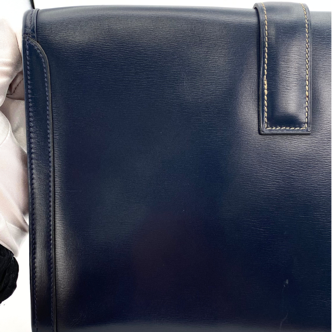 Adriel, 1978 Jige PM Blue Indigo Boxcalf Clutch with stamp 〇H
