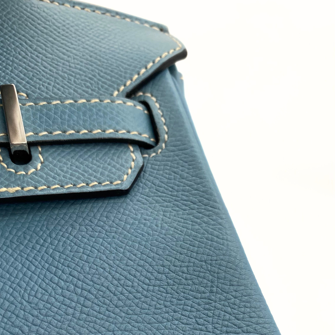 Romilly, 2006 Birkin 25 Blue Jean Veau Epsom Palladium Hardware with stamp □J