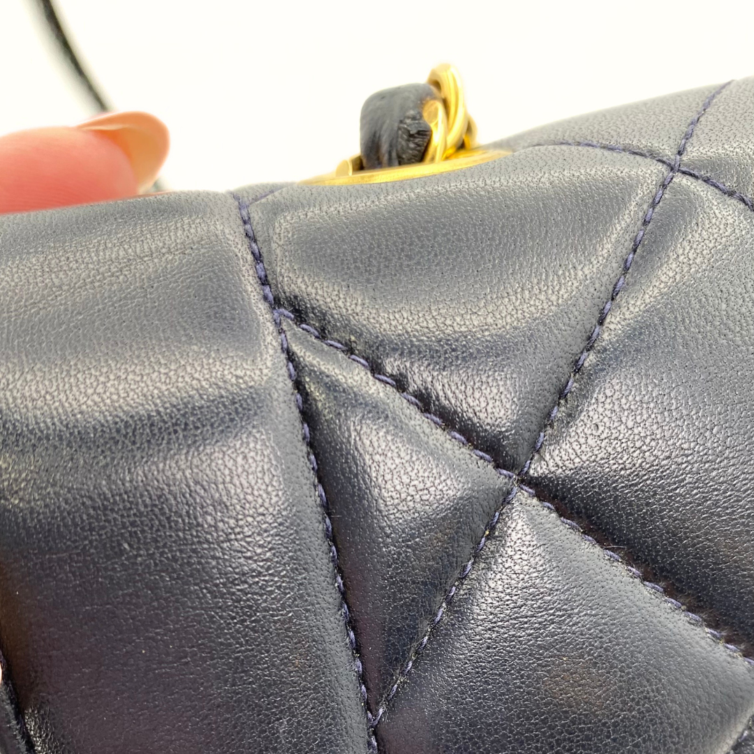 Ellis, 2 Series Medium Diana Navy Lambskin Gold Hardware with seal and card