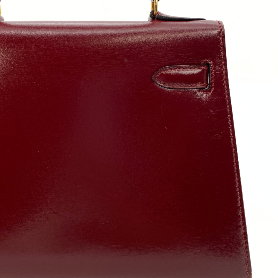 Kumala, 1989 Mini Kelly 20 Boxcalf Rouge Ash with stamp 〇S