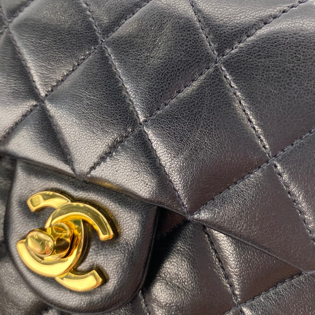 Leander, 3 Series Mini Square 17cm Black Lambskin with seal and card