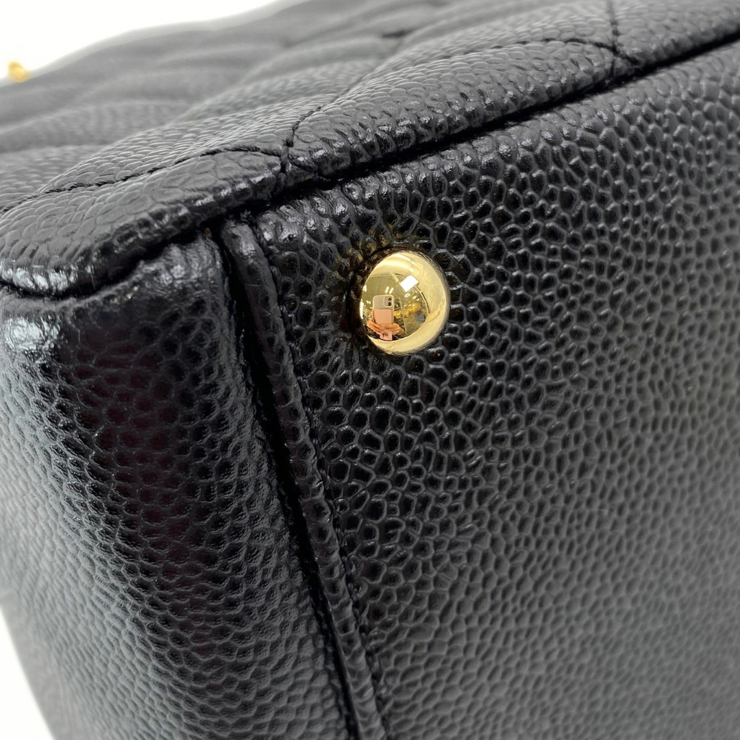 Orion, 7 Series Tote Black Caviar Gold Hardware with seal and card