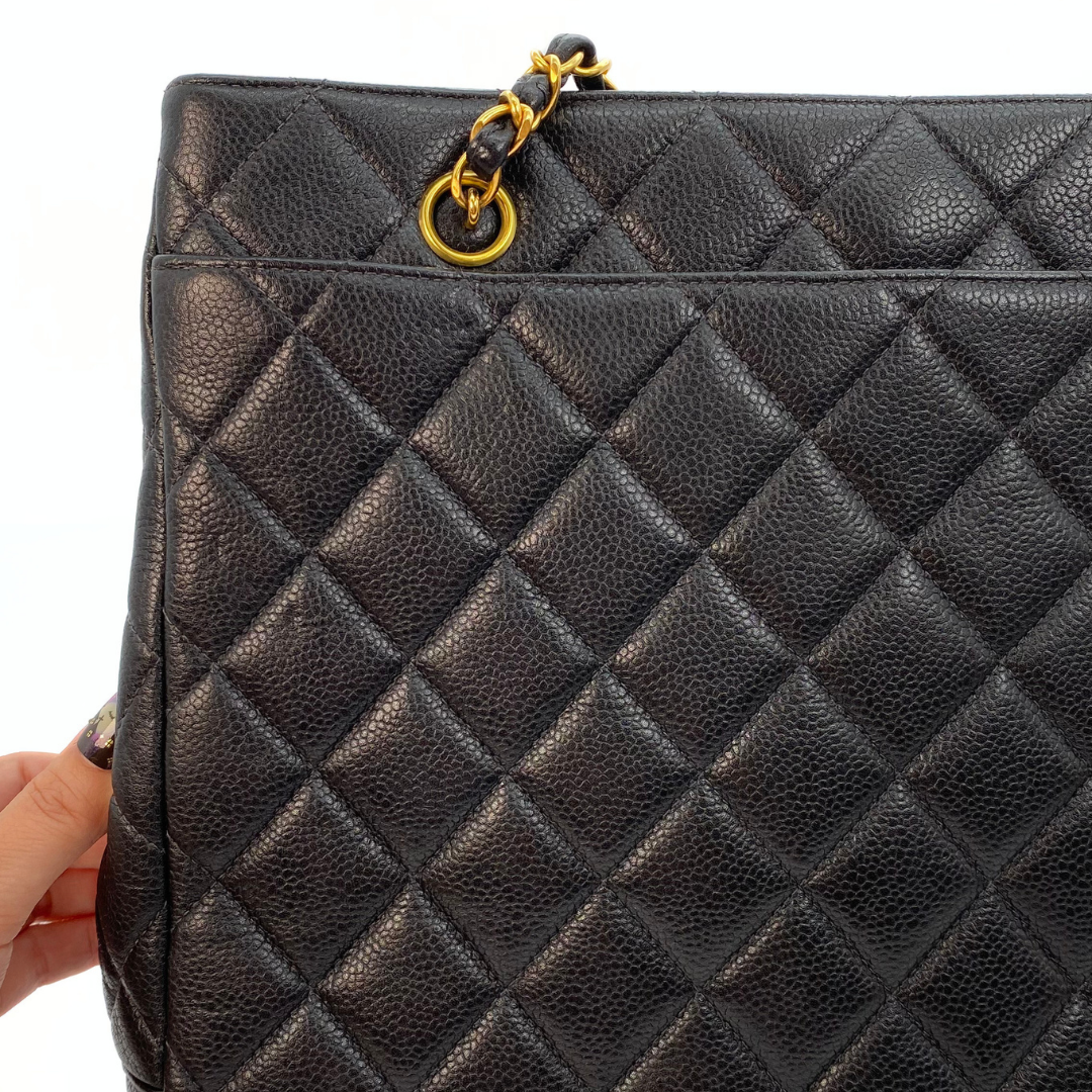 Indira, 4 Series Black Caviar Tote with seal only