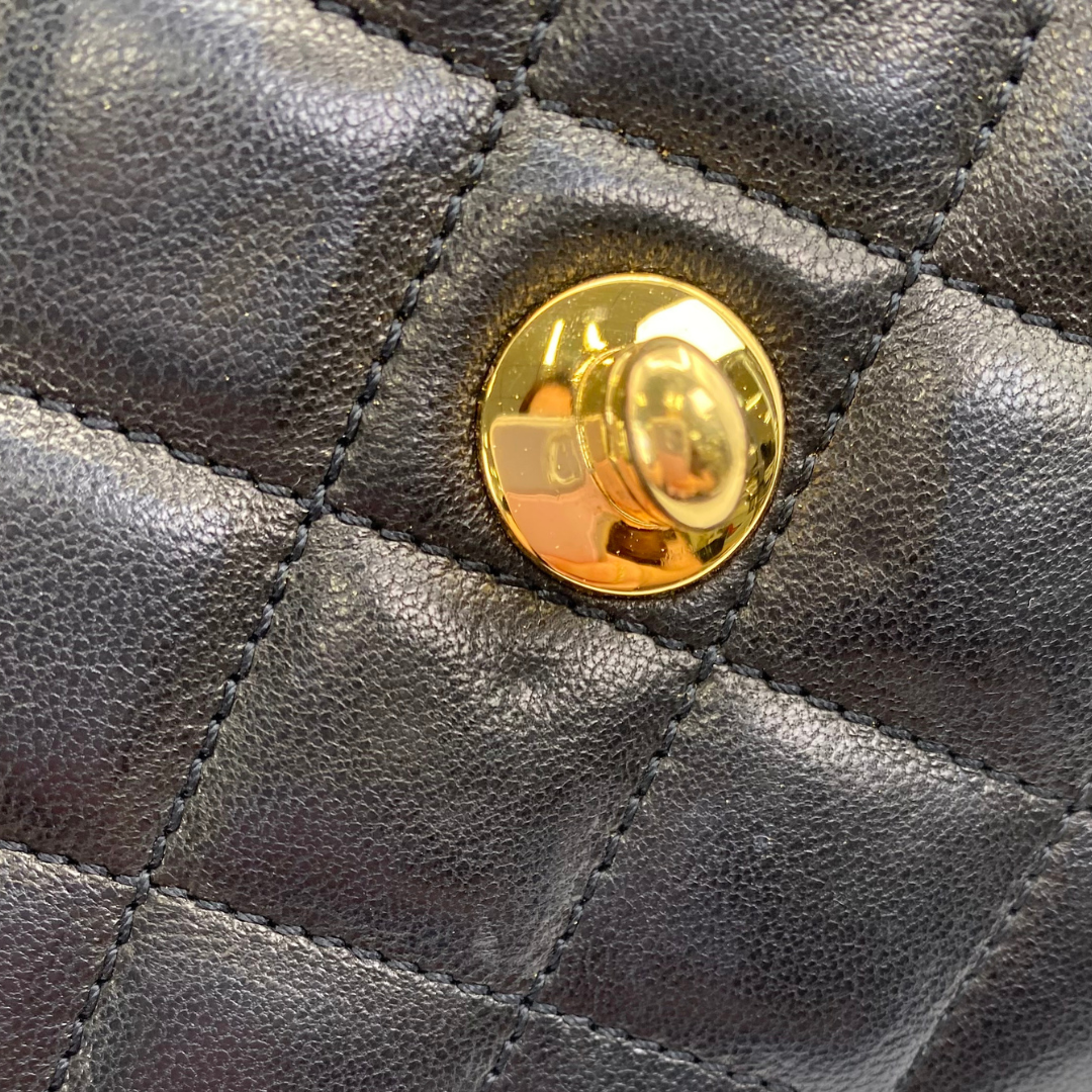 Arina, 3 Series Paris Black Lambskin Wallet On Chain with seal and card