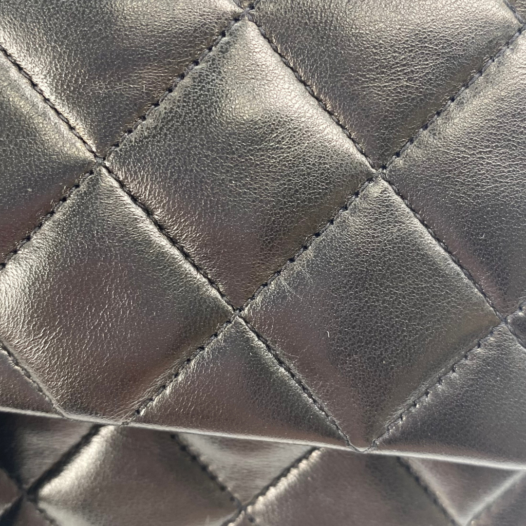 Adara, 3 Series Small Classic Flap Black Lambskin with seal and card