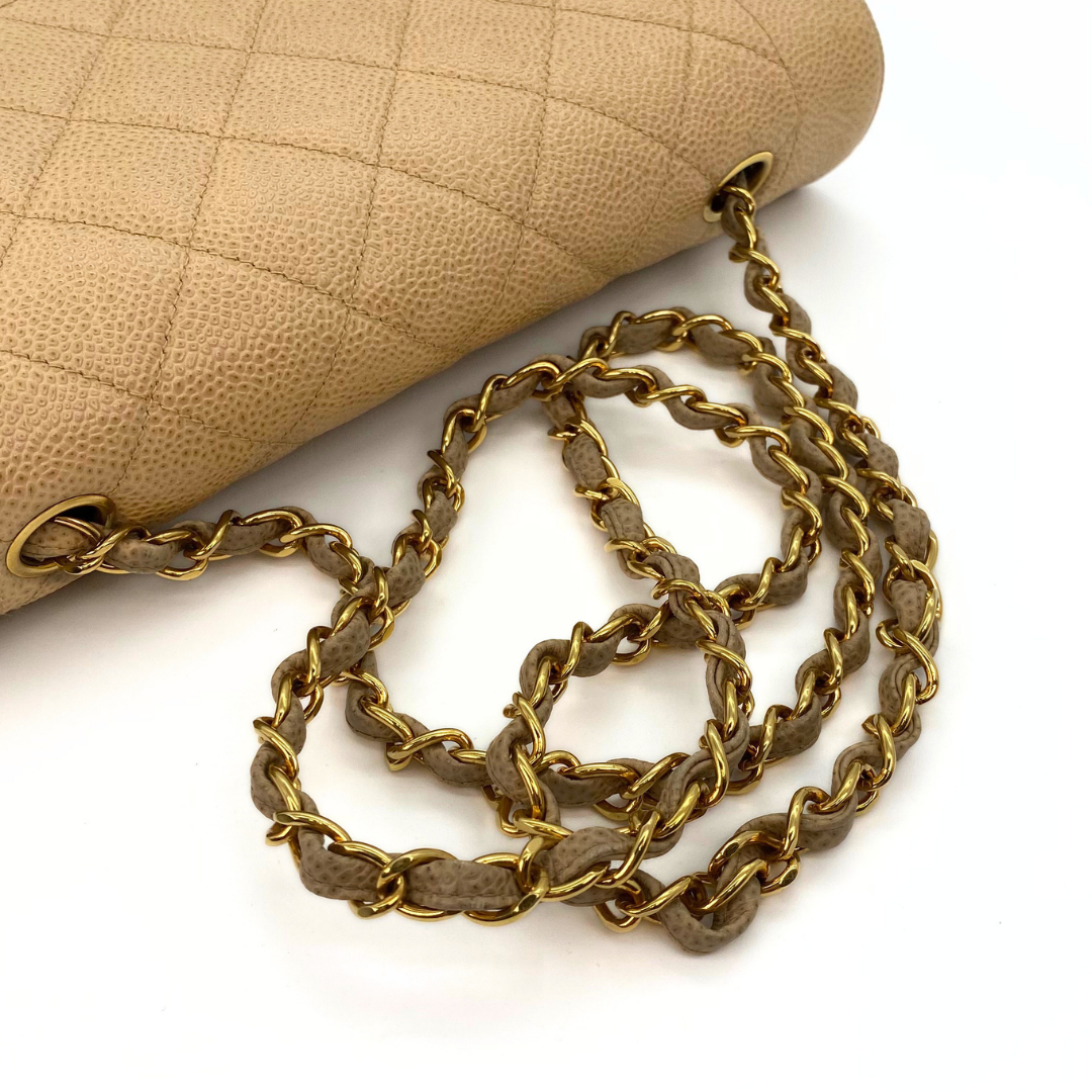 Gautier, 3 Series Medium Diana Beige Caviar with seal and card