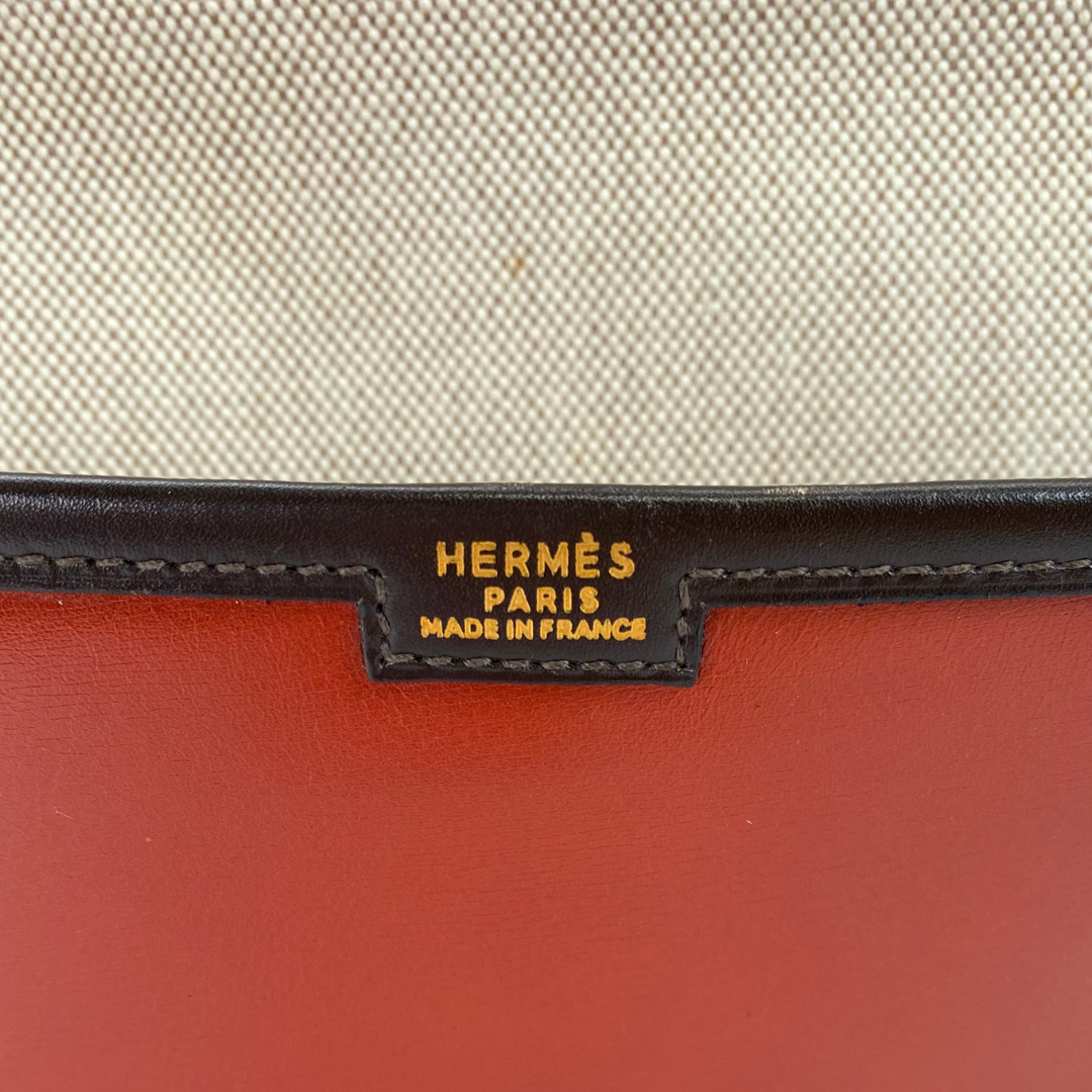 Iyura, 1993 Jige GM Brique Chocolat Boxcalf Clutch with stamp 〇W