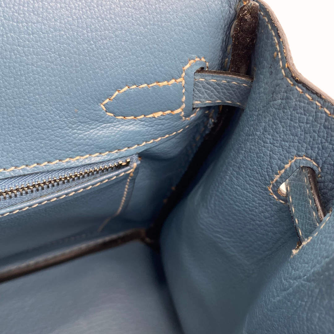 Romilly, 2006 Birkin 25 Blue Jean Veau Epsom Palladium Hardware with stamp □J