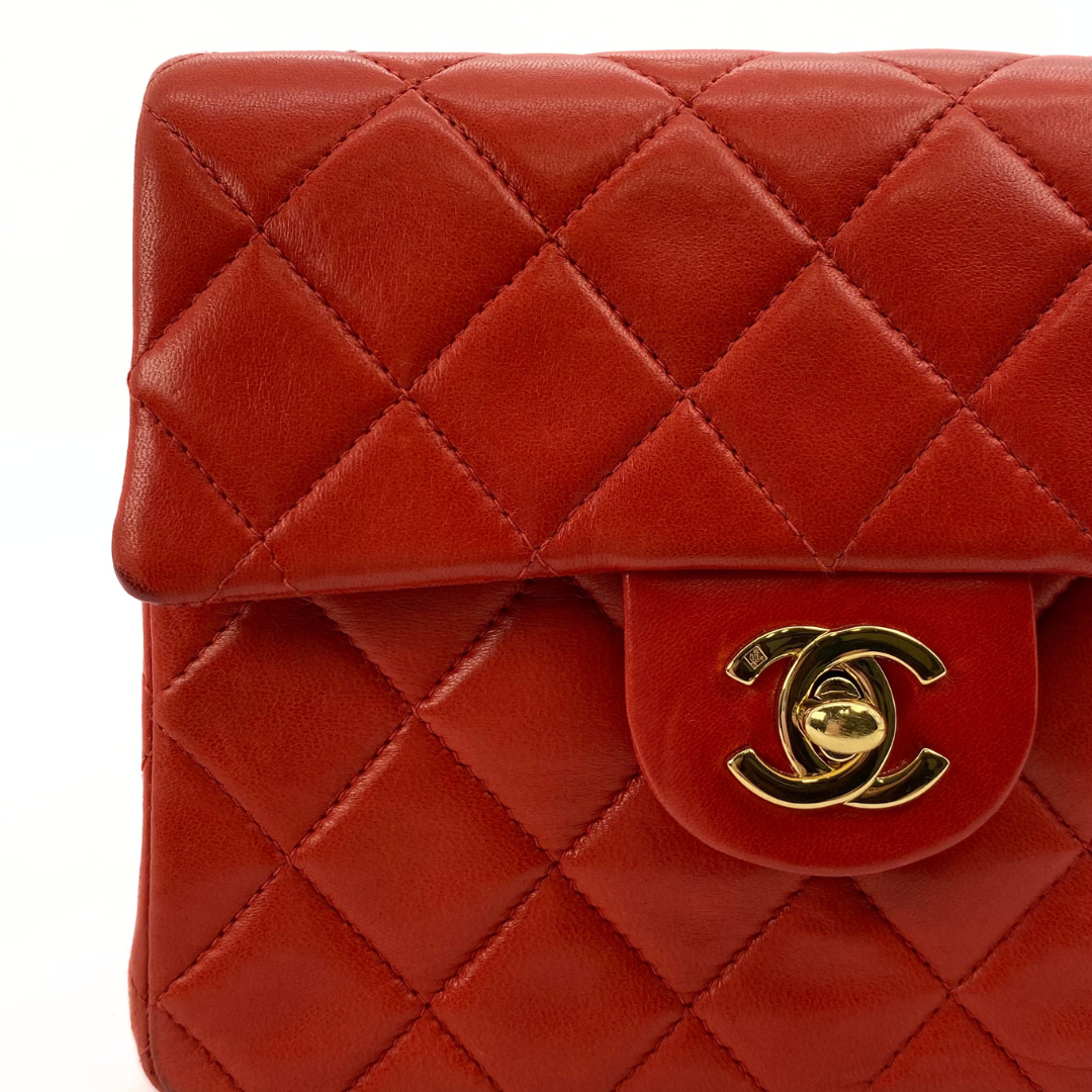 Lola, 6 Series Mini Square 17 Red Lambskin with seal only