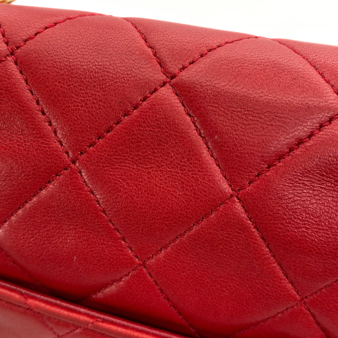 Hiroki, 1 Series Red Lambskin Horizon Flap Gold Hardware with seal only