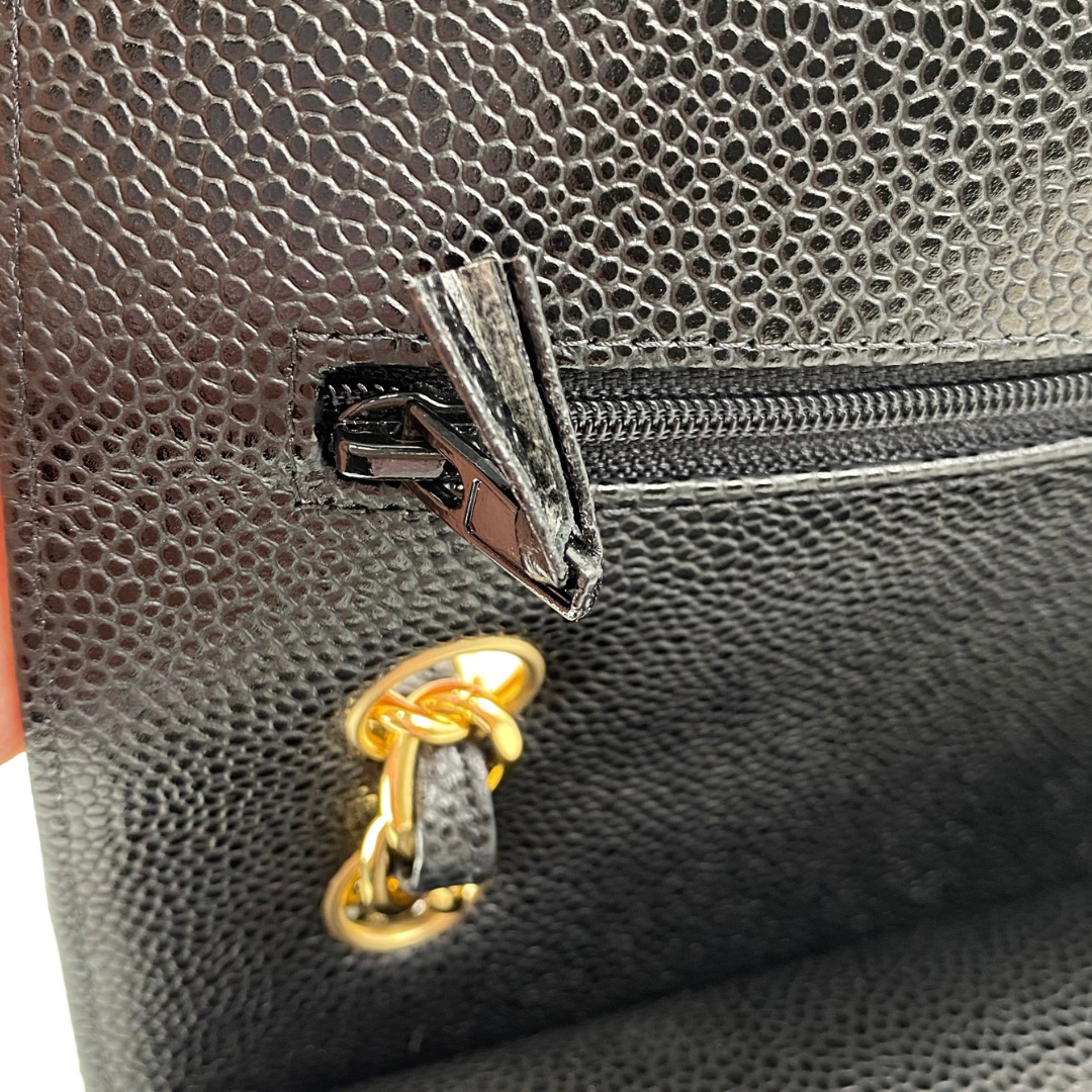 Callahan, 31 Series Jumbo Black Caviar Gold Hardware with seal and card