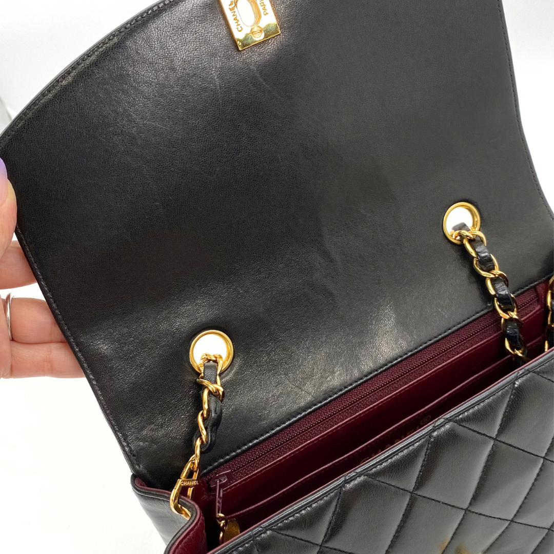 Issei, 2 Series Small Diana Black Lambskin with seal and card