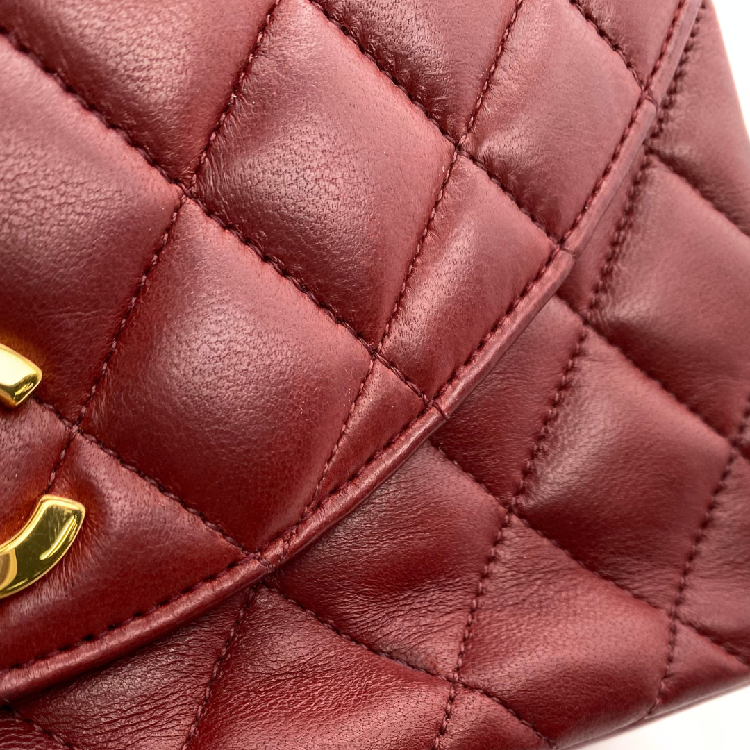 Evren, 1 Series Matelasse Bordeaux Lamb Gold Hardware with seal and card