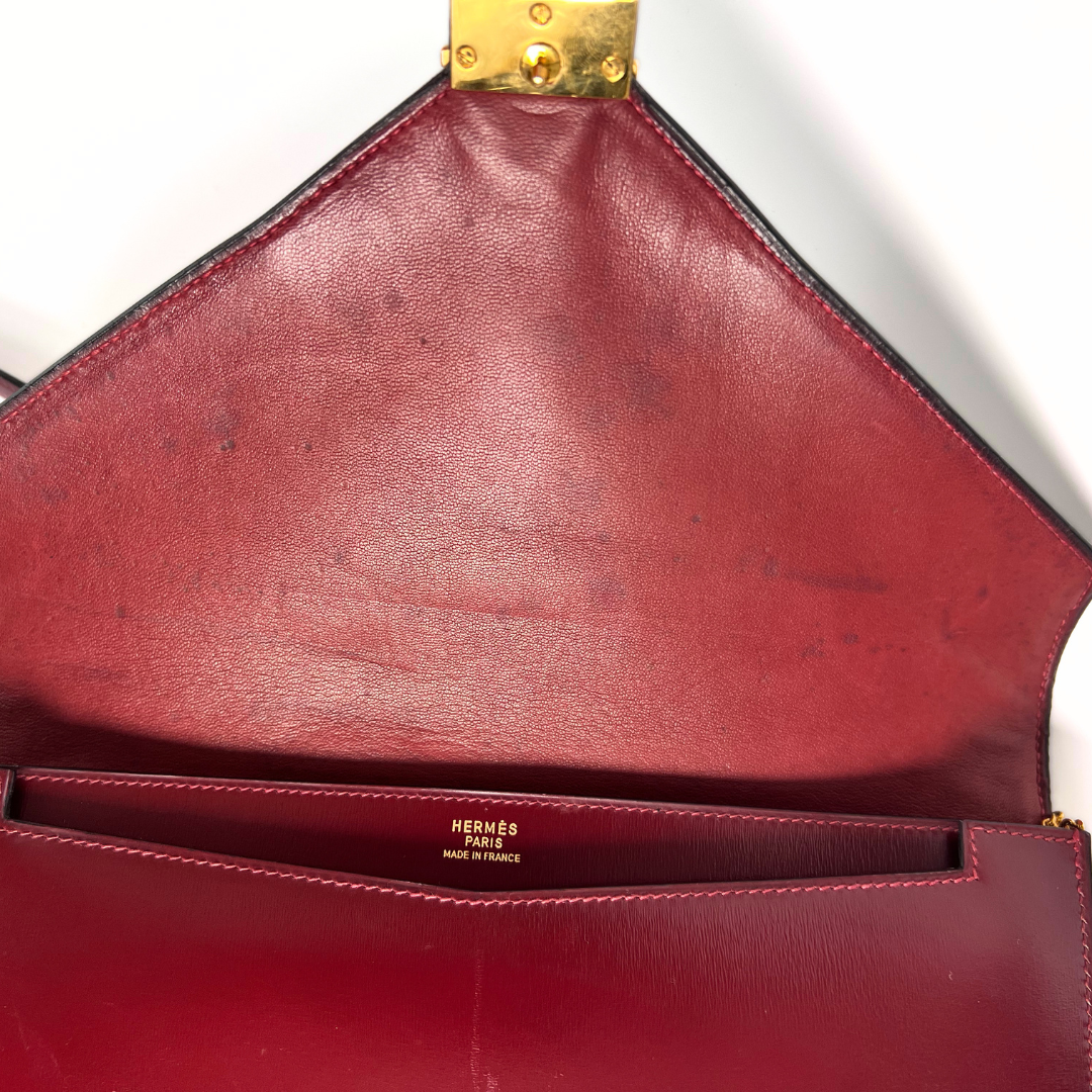 Benoula, 1985 Lydie Roue H Boxcalf Clutch wiith stamp  〇O