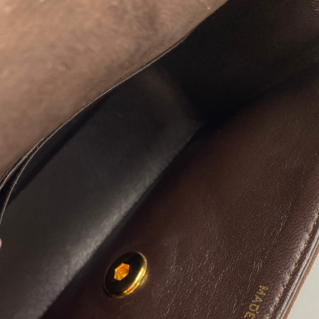 Vesper, 1 Series Mini Matelasse Bijou Chain Brown Suede Gold Hardware with seal only
