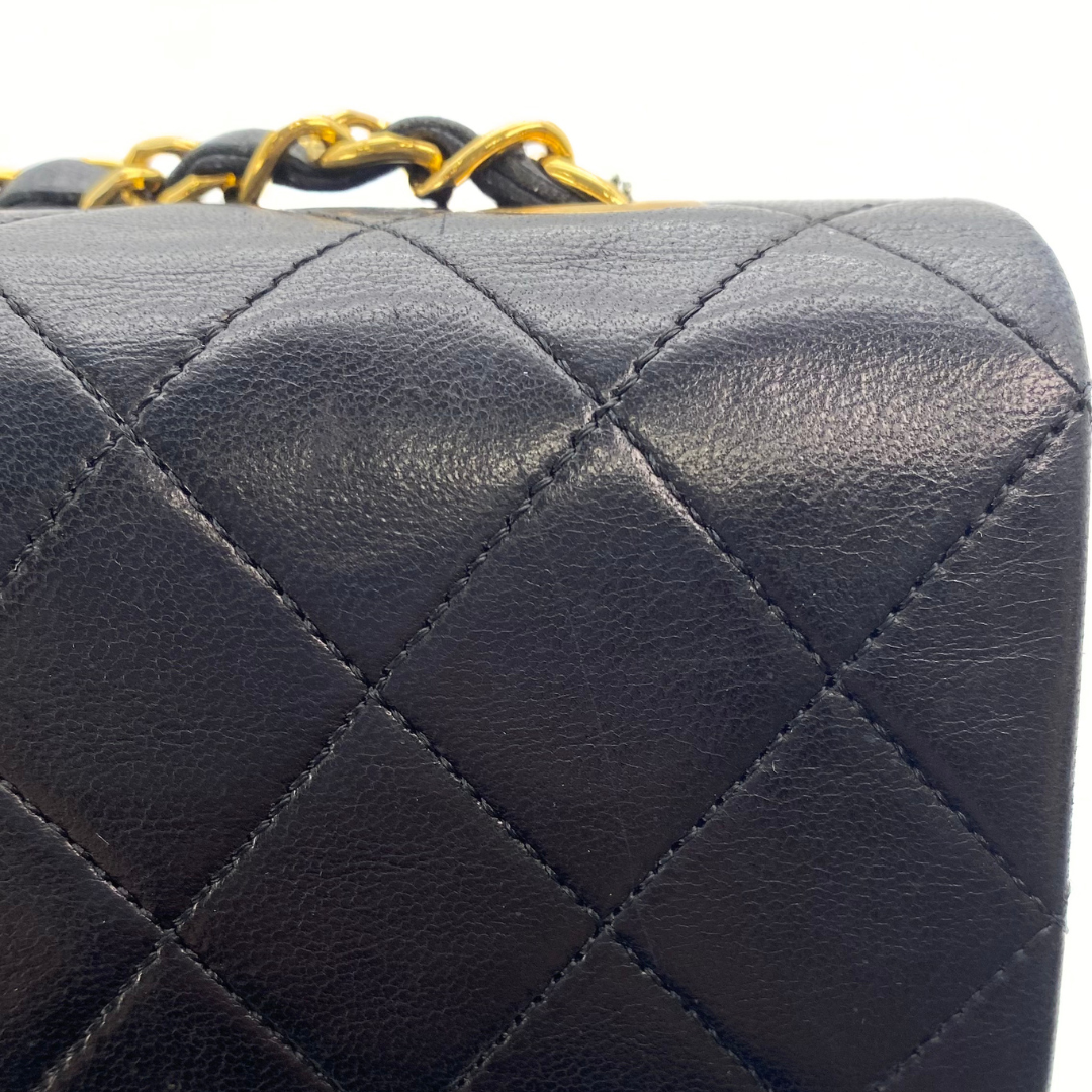 Evadne, 1 Series Small Full Flap Black Lambskin with seal and card
