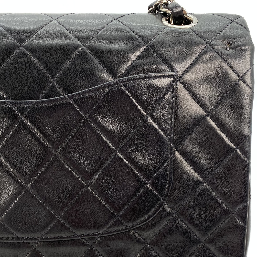 Thiago, 5 Series Medium Black Lambskin Silver Hardware with seal and card