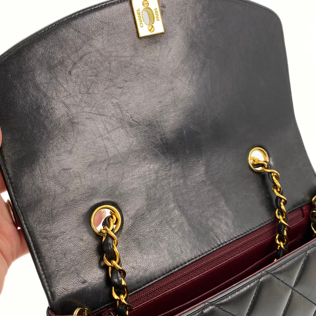 Kaori, 3 Series Small Diana Black Lambskin with seal and card