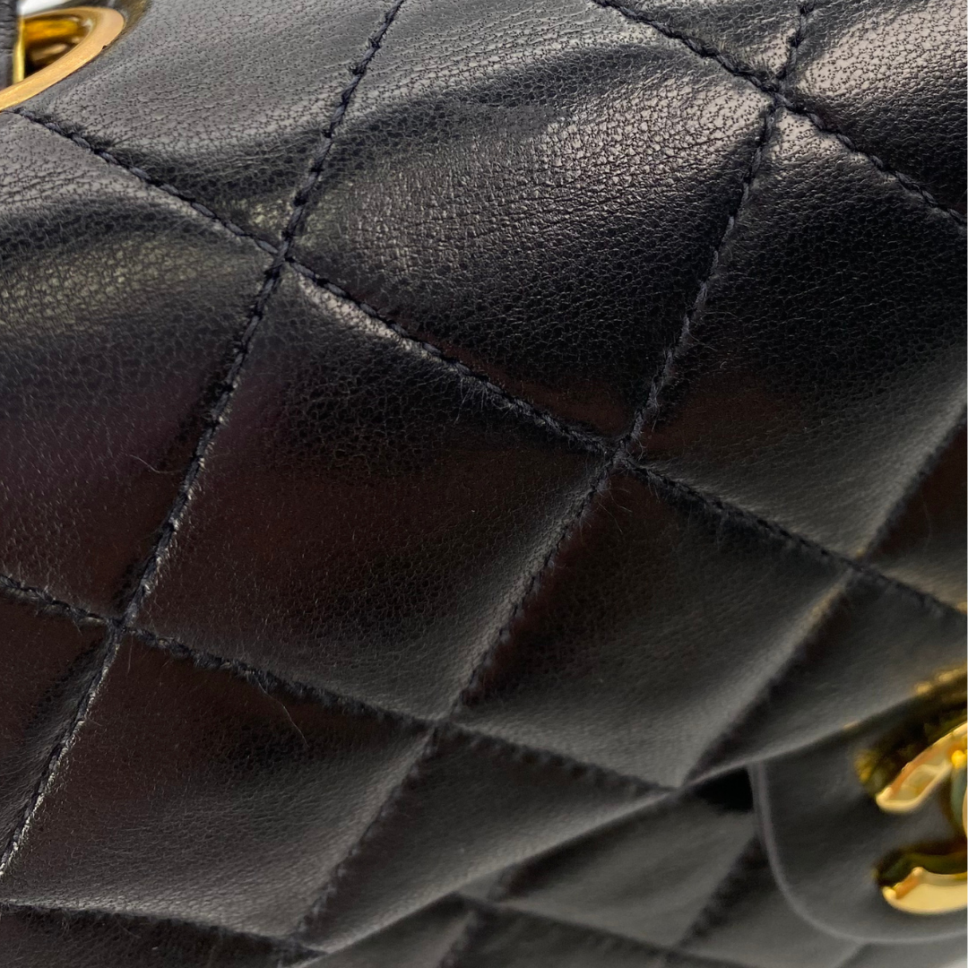 Leander, 3 Series Mini Square 17cm Black Lambskin with seal and card